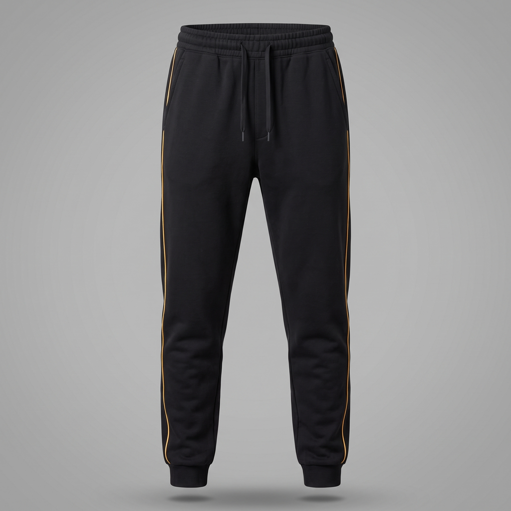 Men's Classic Streetwear Track Pants in black, front view