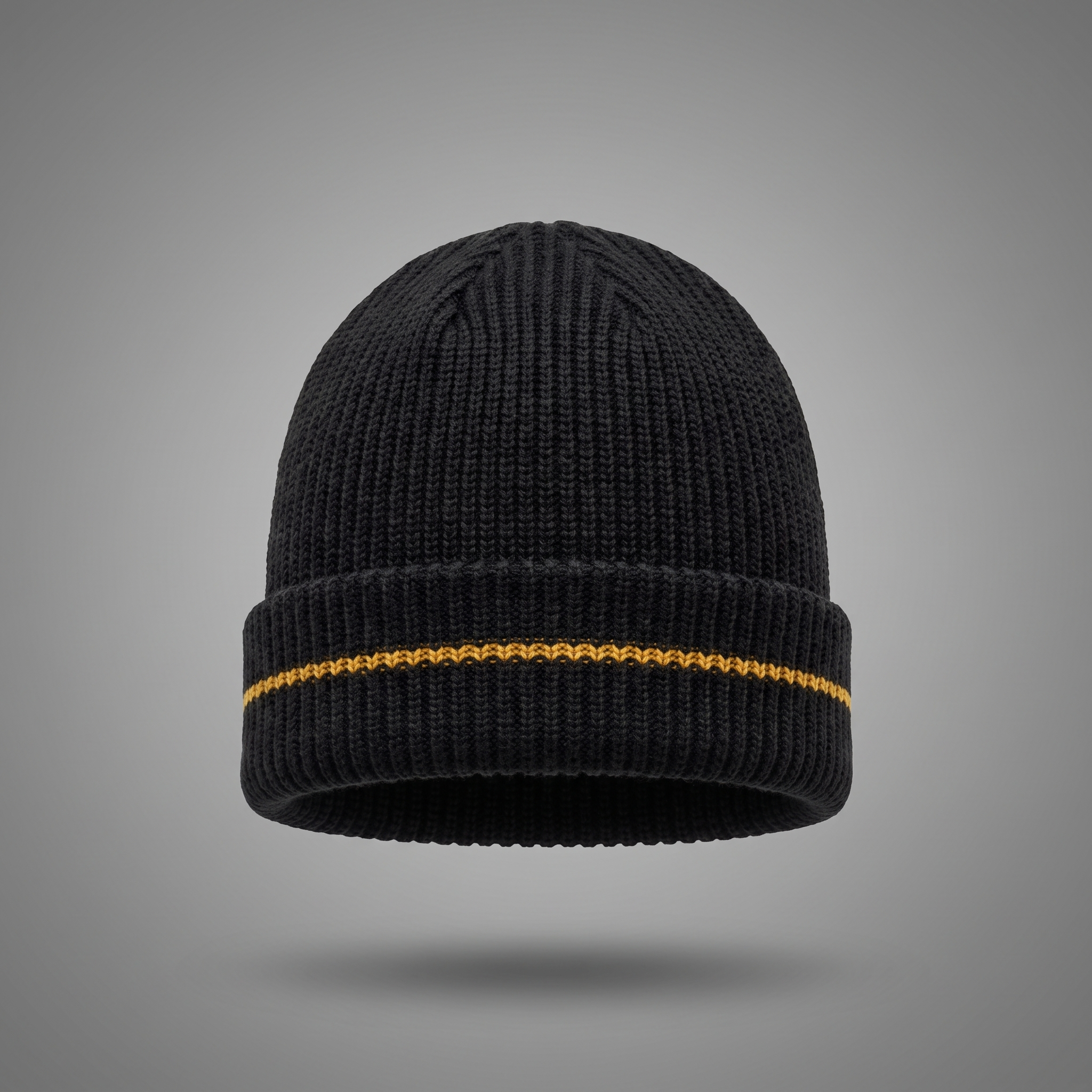 Men's Classic Streetwear Ribbed Beanie in black, front view