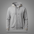 Men's Classic Streetwear Zip-Through Hoodie in grey marl, front view