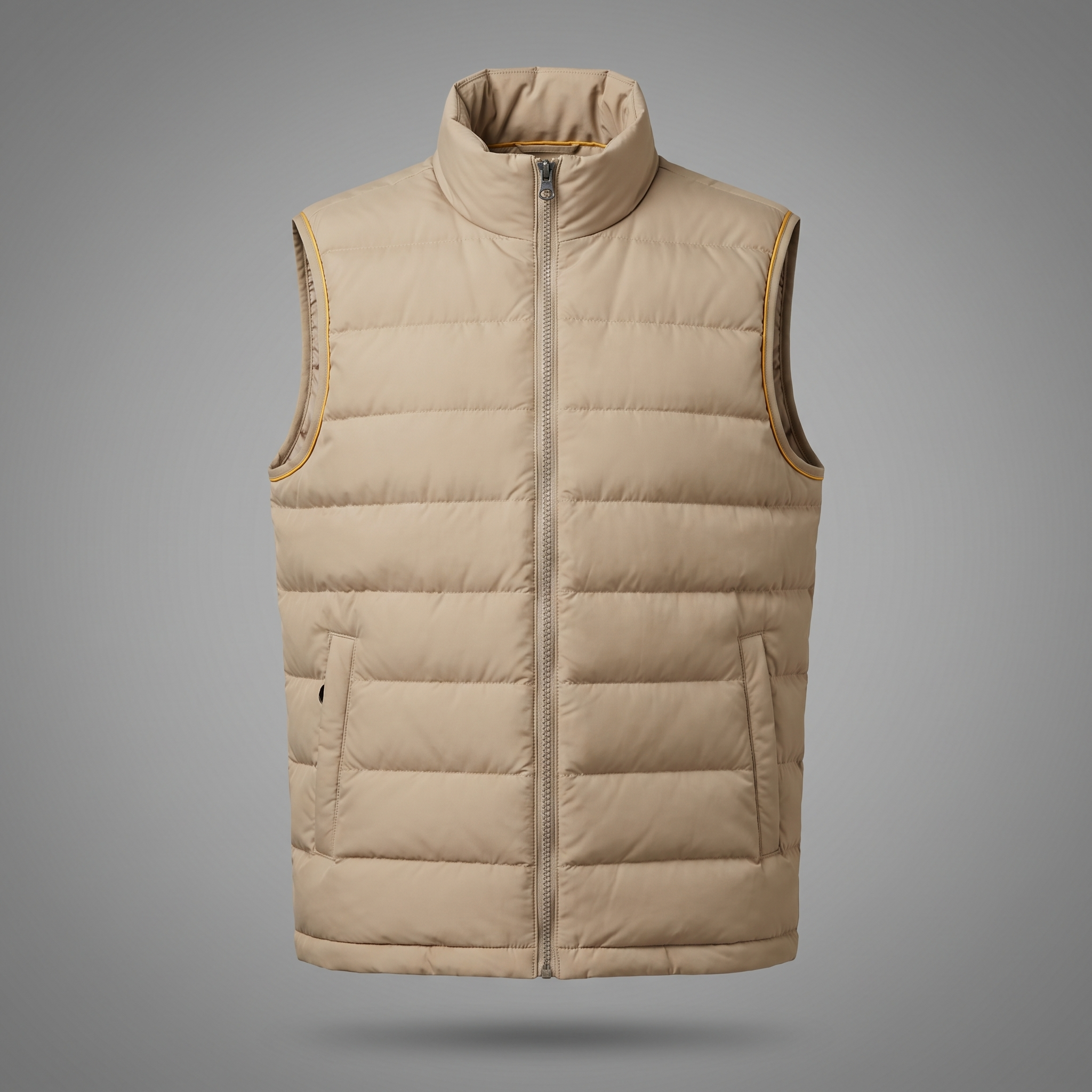 Men's Classic Streetwear Quilted Gilet in sand beige, front view