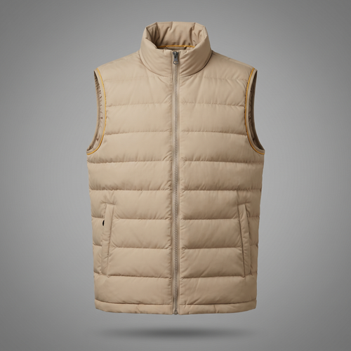 Men's Classic Streetwear Quilted Gilet in sand beige, front view
