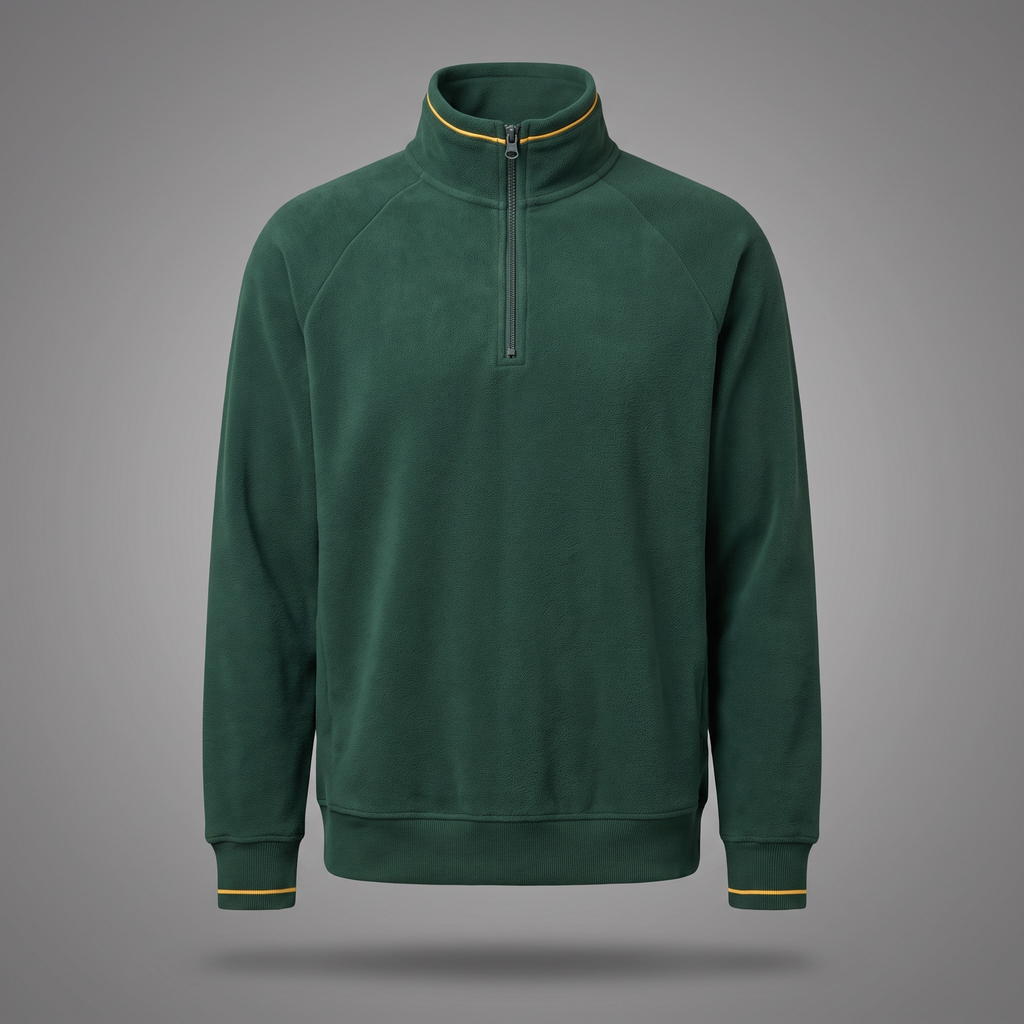 Men's Classic Streetwear Half-Zip Fleece in forest green, front view