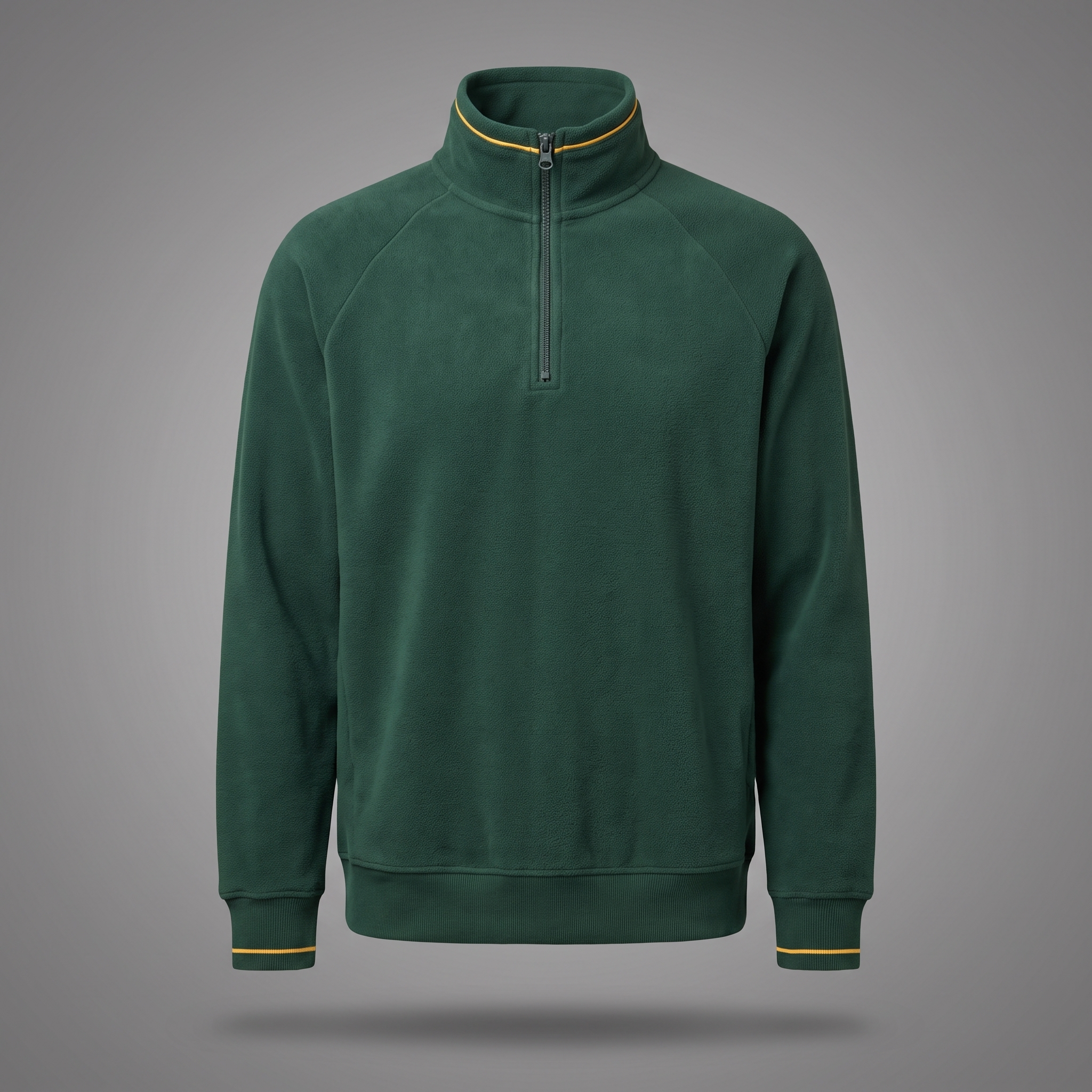 Men's Classic Streetwear Half-Zip Fleece in forest green, front view