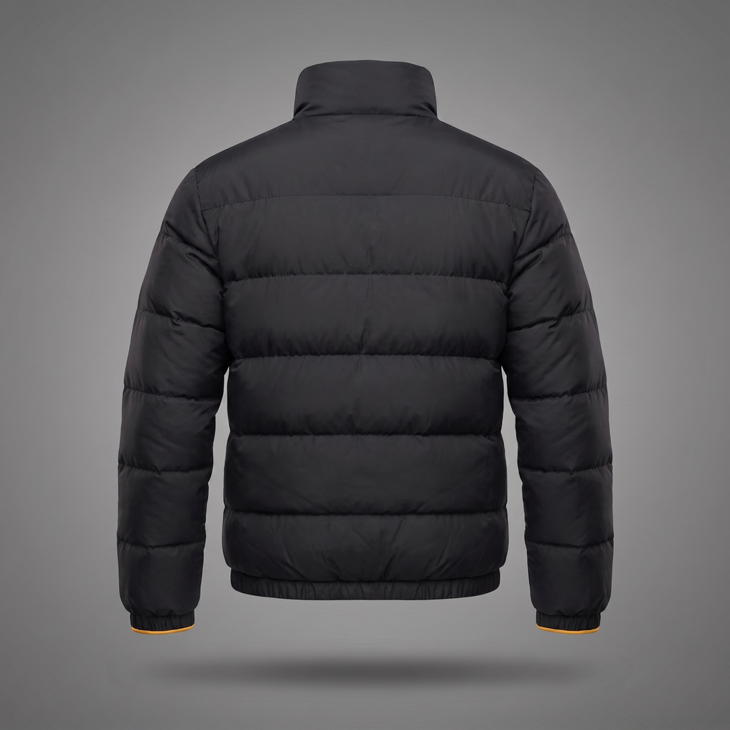 Puffer Jacket in black, back view