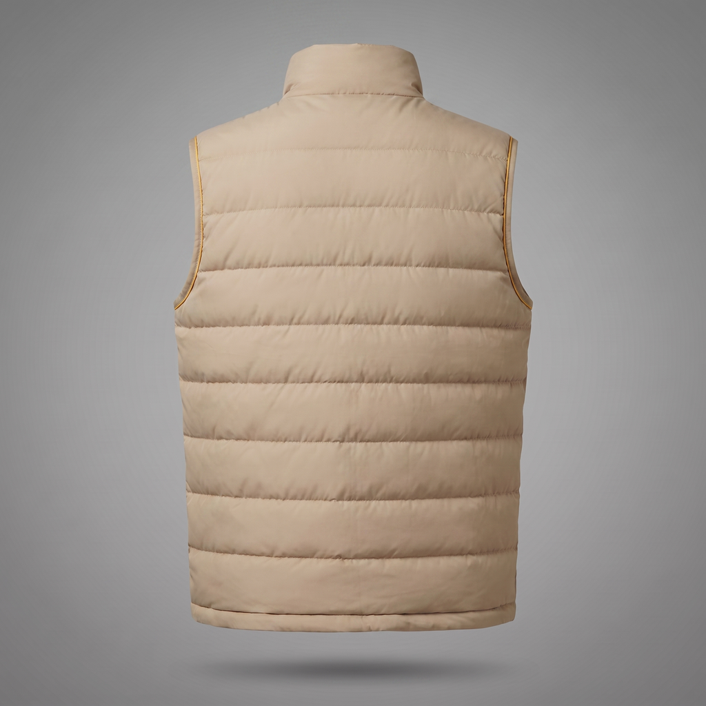 Quilted Gilet in sand beige, back view