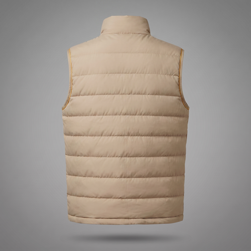 Quilted Gilet in sand beige, back view