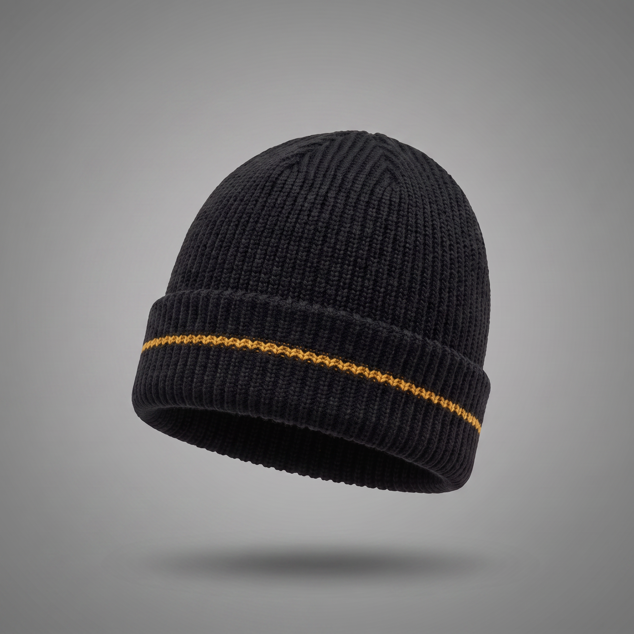 Ribbed Beanie in black, three-quarter view
