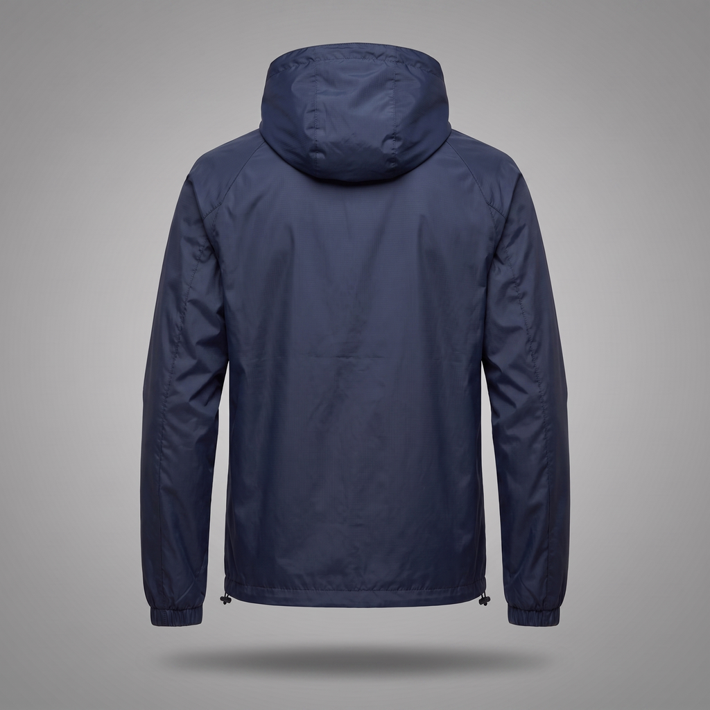 Windbreaker in navy, back view