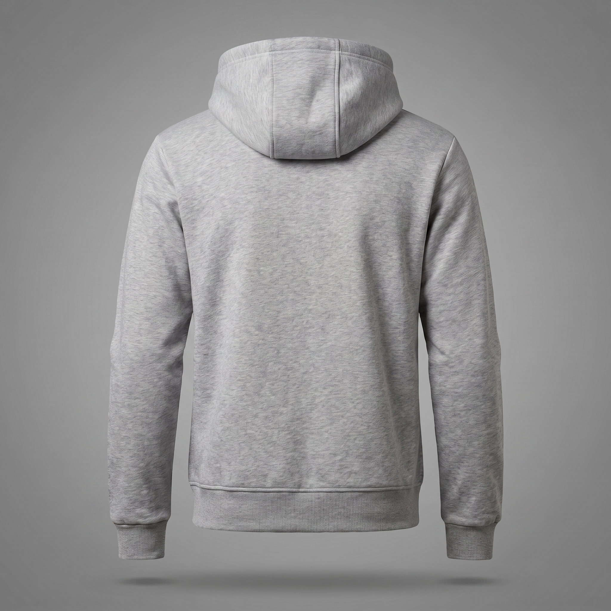 Zip-Through Hoodie in grey marl, back view