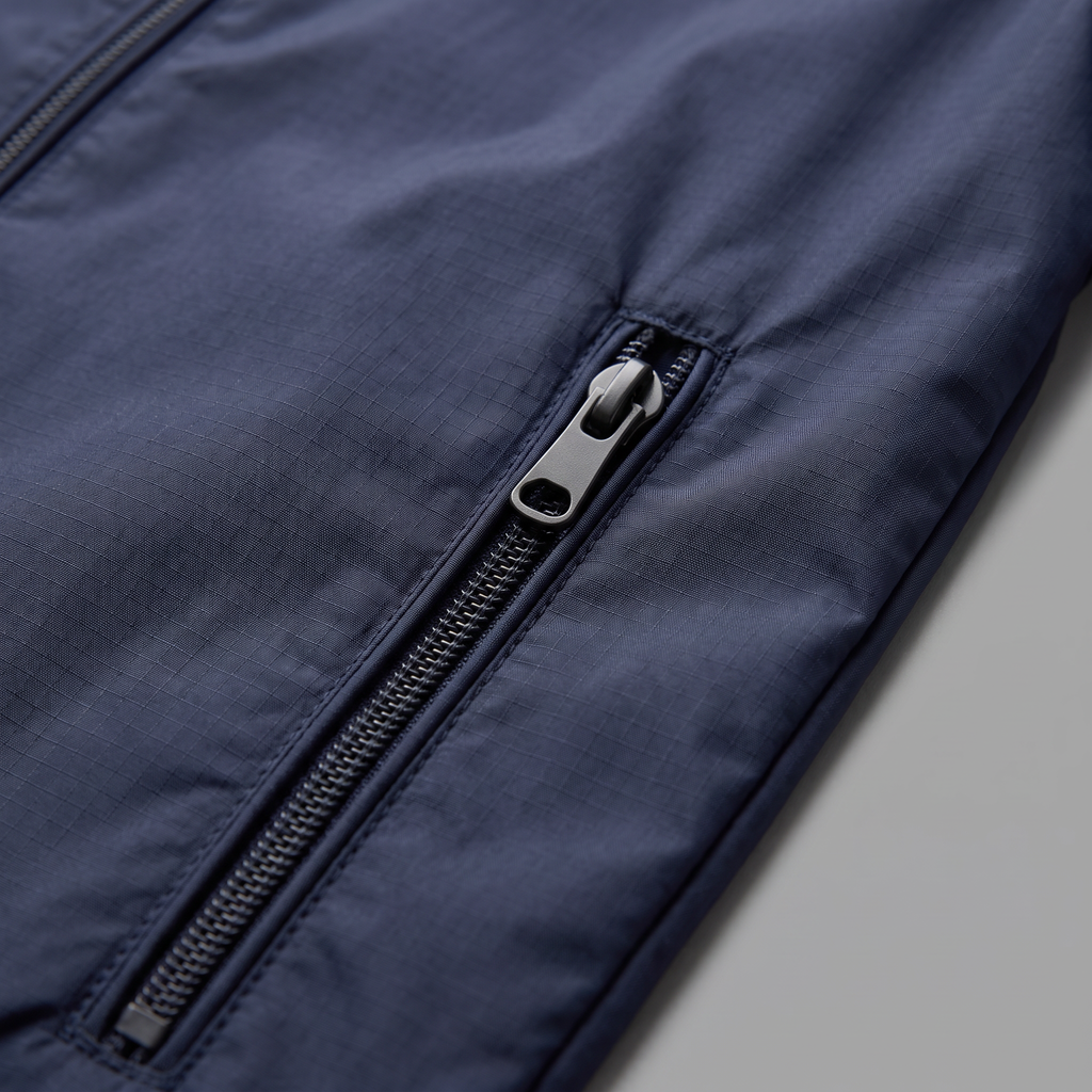 Windbreaker zipped pocket and ripstop detail