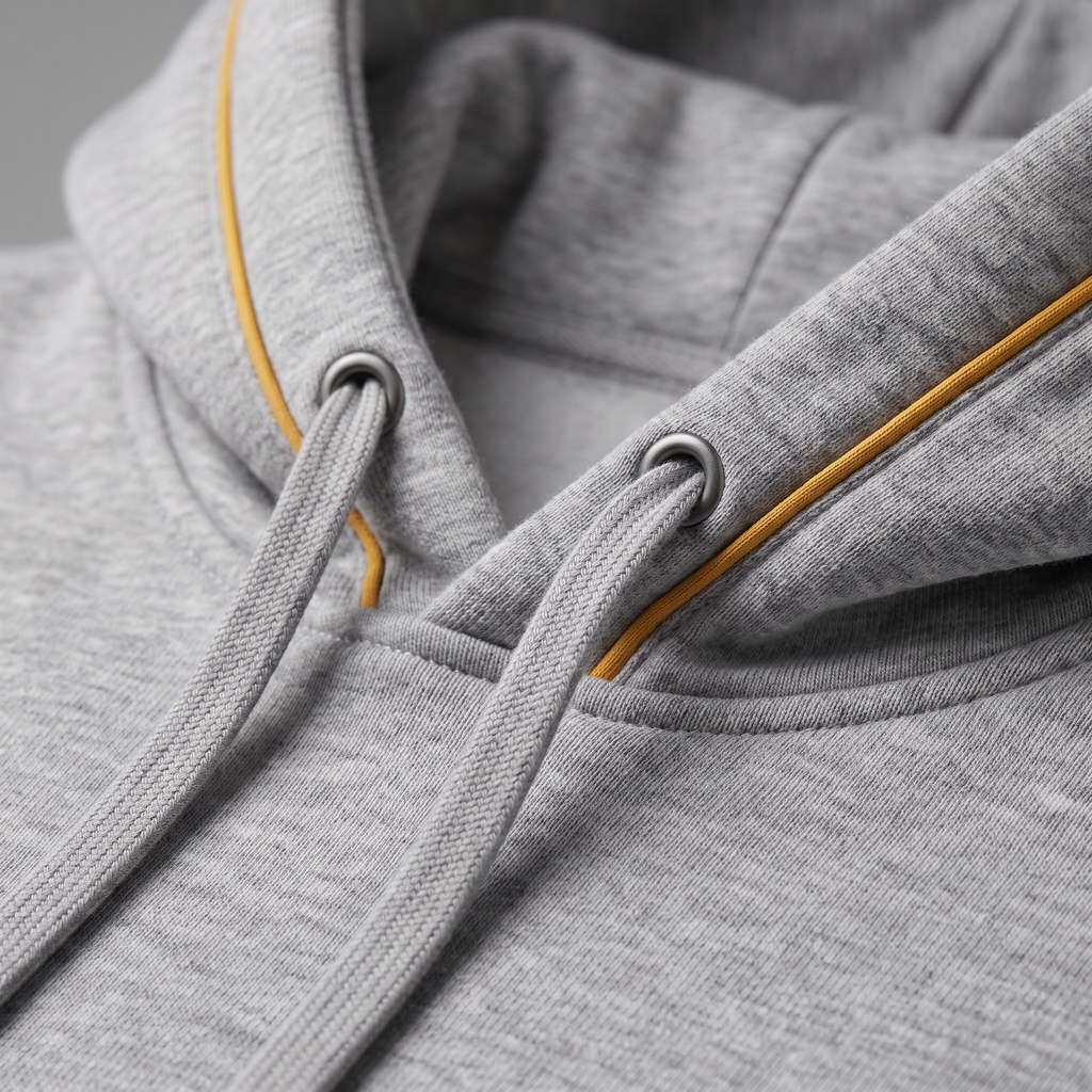 Zip-Through Hoodie hood and drawcord detail