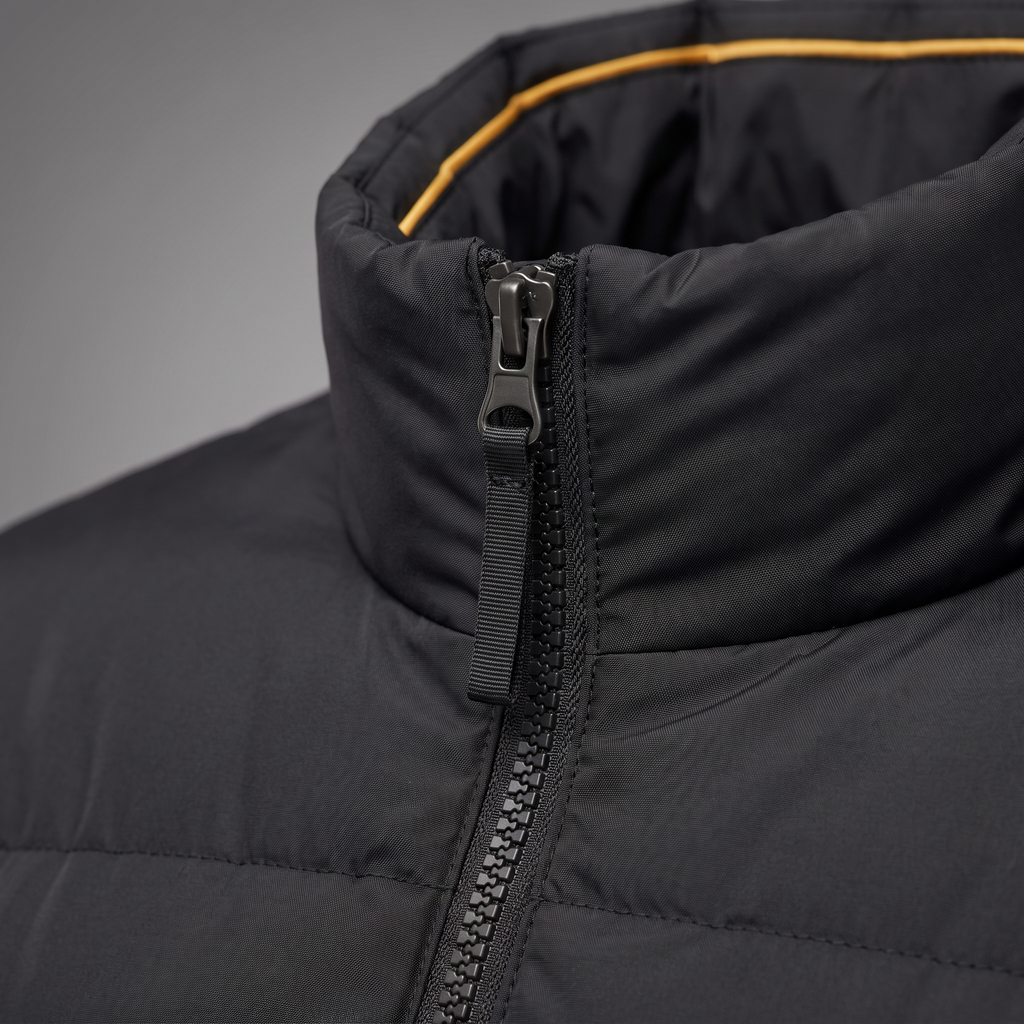 Puffer Jacket collar and zip detail