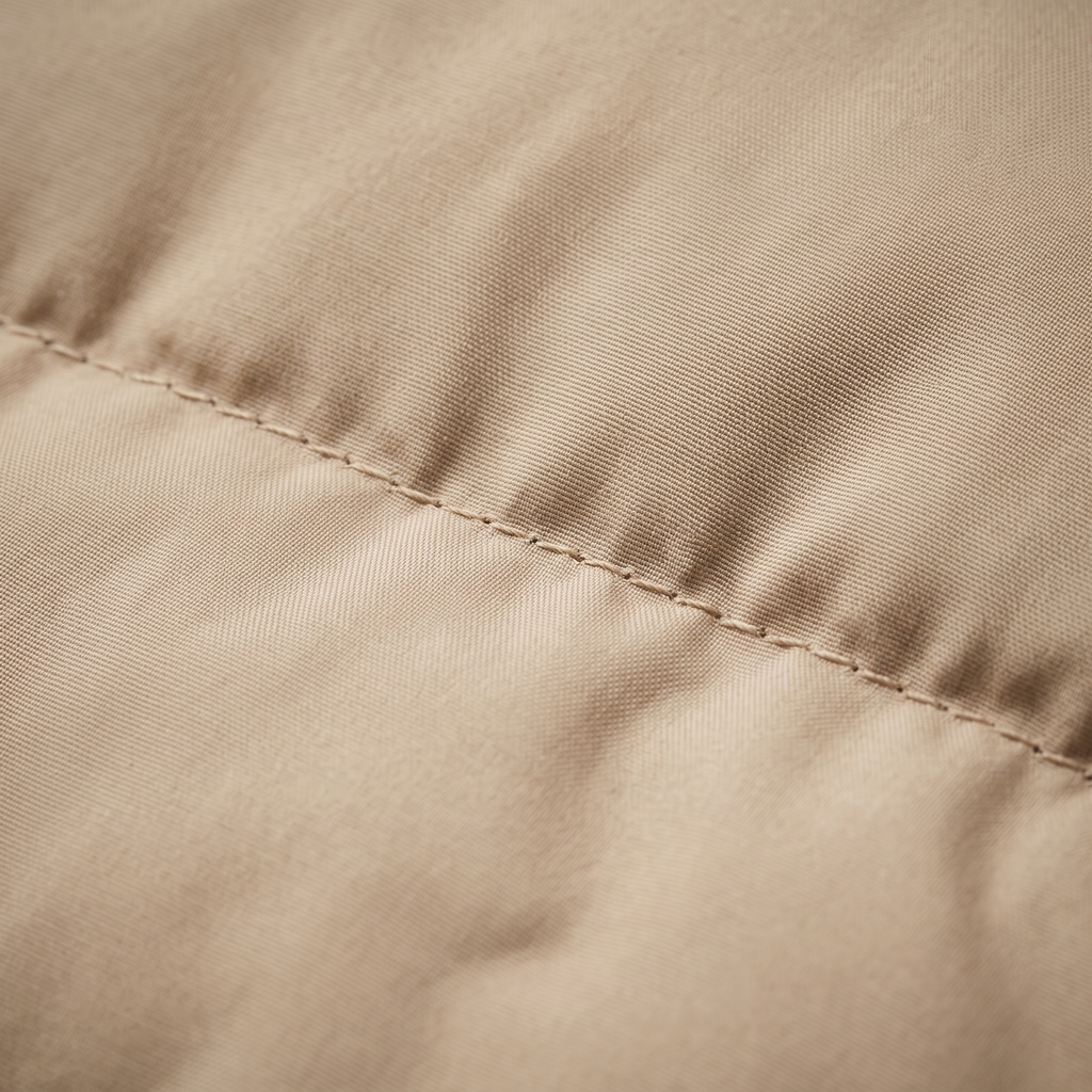 Sand beige quilted nylon fabric macro