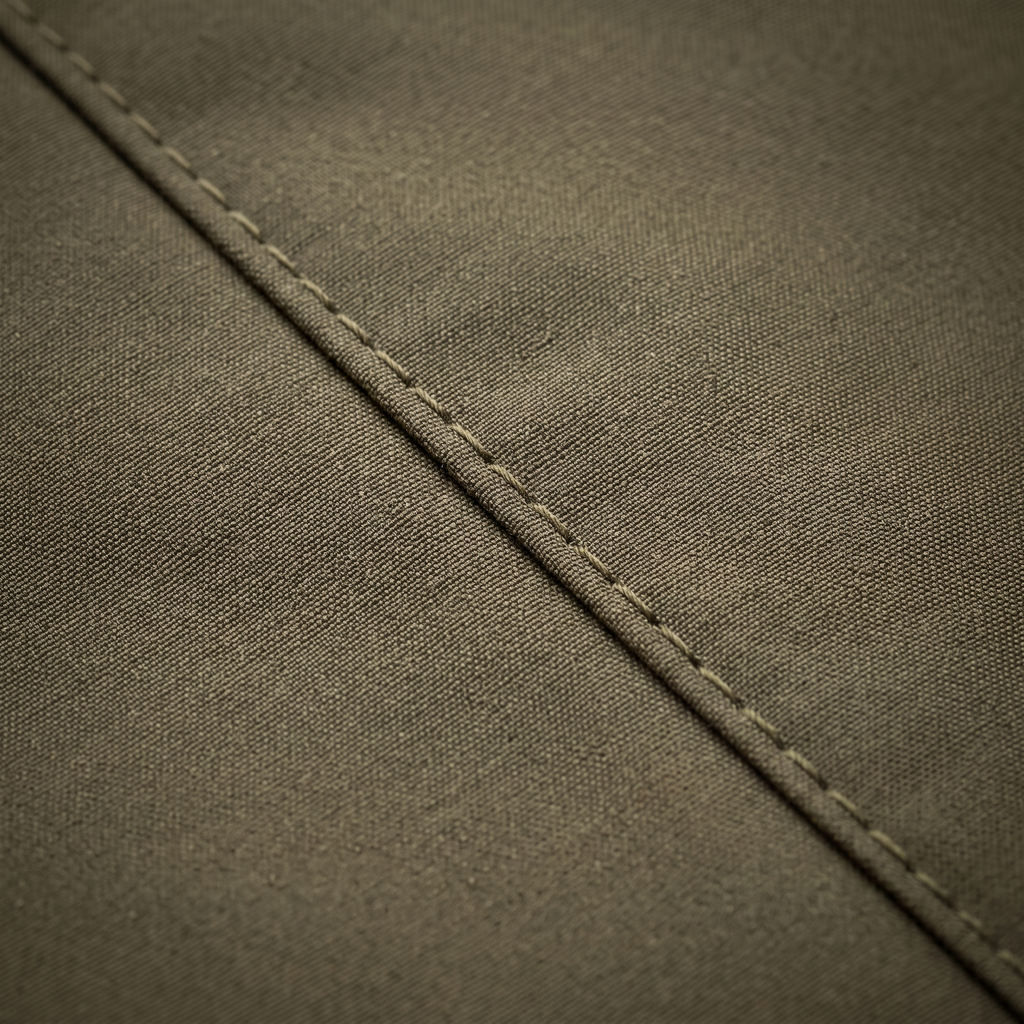 Olive green parka water resistant shell fabric macro